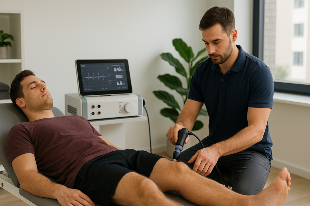 Zabieg fali uderzeniowej na ścięgno Achillesa w gabinecie Fizjoterapia Paweł Bugaj w Katowicach